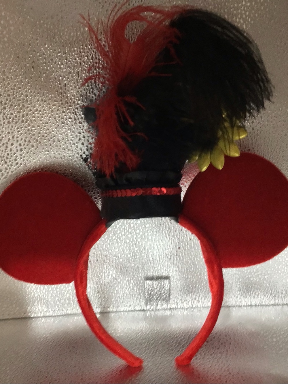Red Feathered Mouse Ear Headband Kids Costume Accessory